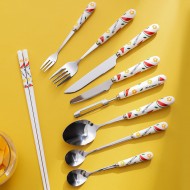 Creative Fruit Pattern Stainless Steel Fork, Knife, Spoon, Chopsticks, Steak Flatware Set