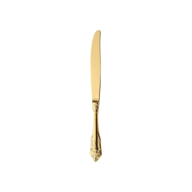 Royal Flatware Set of 13 Pcs 304 Stainless Steel Engraved Hollow Fork, Spoon, Knife, Fruit Fork, Coffee Spoon Royal Flatware Set of 13 Pcs 304 Stainless Steel Engraved Hollow Fork, Spoon, Knife, Fruit Fork, Coffee Spoon