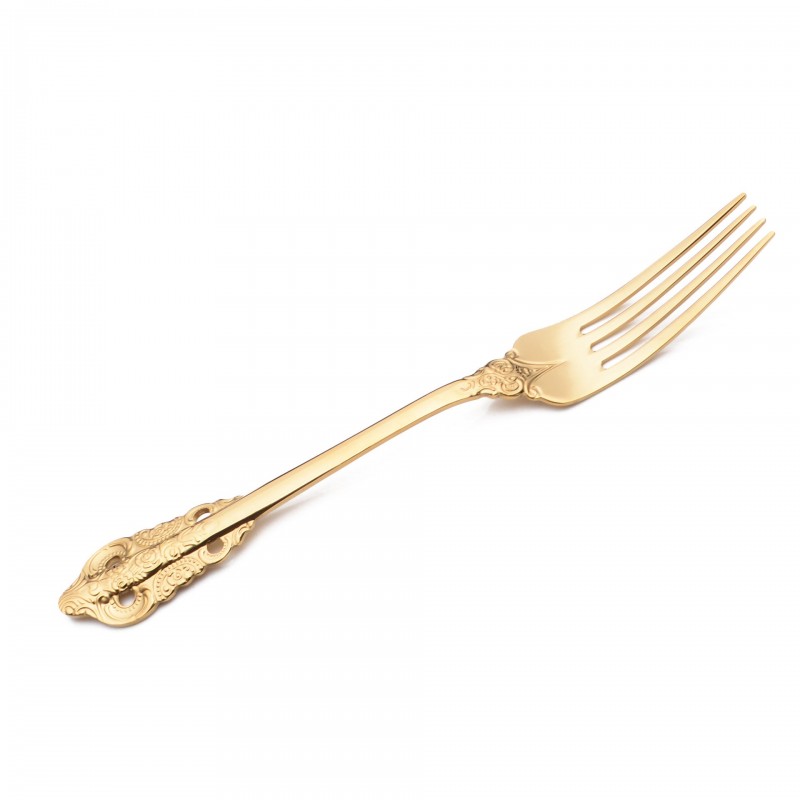 Europe Retro Gold, Silver Flatware Set Engraved Fork, Spoon, Knife For Dinner Set of 4 Europe Retro Gold, Silver Flatware Set Engraved Fork, Spoon, Knife For Dinner Set of 4