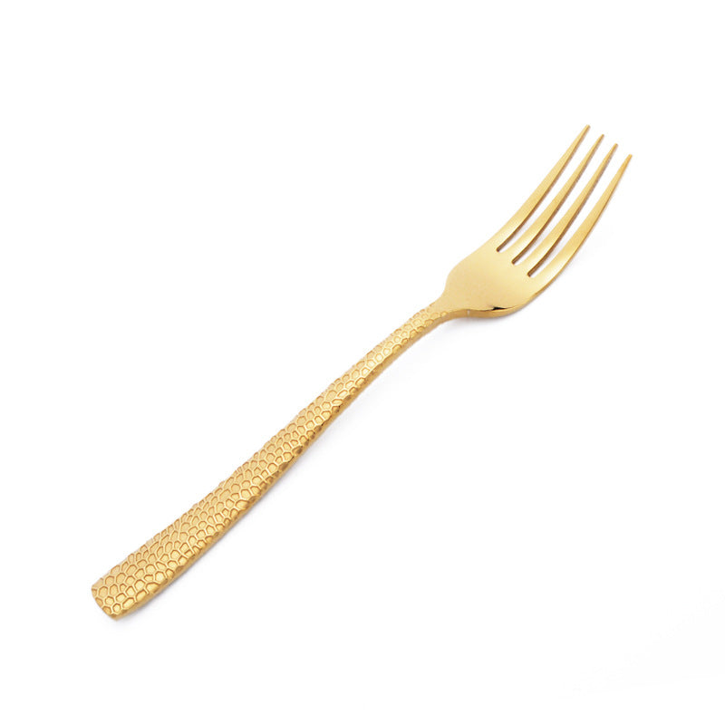 High-Grade Gold and Silver Fork, Spoon, Knife Set, 430 Stainless Steel, Gold-plated Cutlery Set of 4 High-Grade Gold and Silver Fork, Spoon, Knife Set, 430 Stainless Steel, Gold-plated Cutlery Set of 4