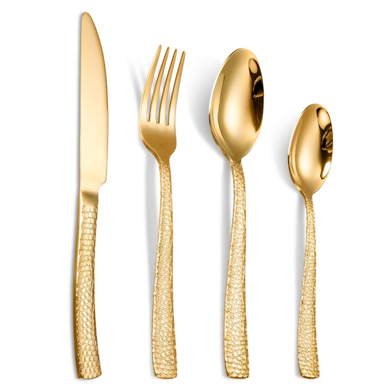 High-Grade Gold and Silver Fork, Spoon, Knife Set, 430 Stainless Steel, Gold-plated Cutlery Set of 4 High-Grade Gold and Silver Fork, Spoon, Knife Set, 430 Stainless Steel, Gold-plated Cutlery Set of 4