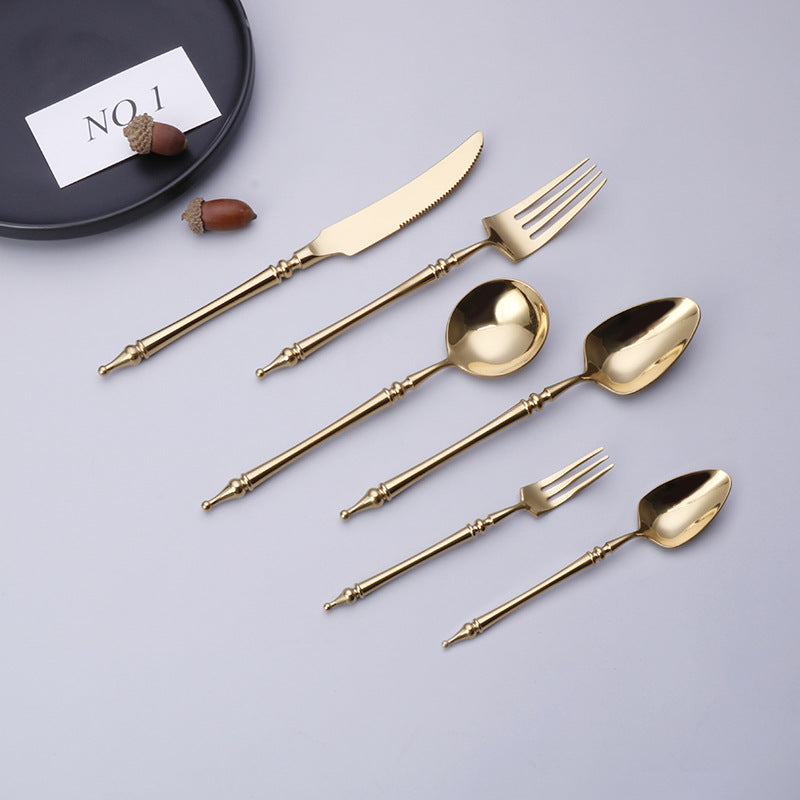 304 Stainless Steel Cutlery Set Steak Fork, Knife, Spoon, Ceramic column handle Retro Euro Design Flatware 304 Stainless Steel Cutlery Set Steak Fork, Knife, Spoon, Ceramic column handle Retro Euro Design Flatware