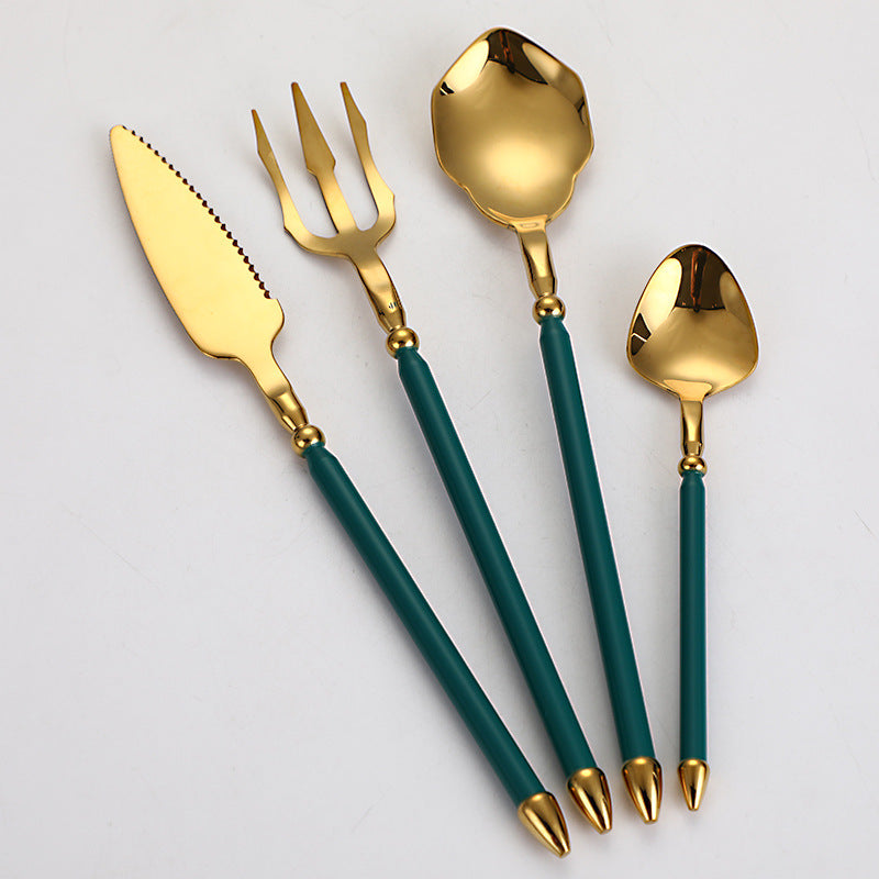 304 Stainless Steel Knife Fork Spoon Flatware Set Sea King Plated Cutlery Steak Fork Coffee Spoon 304 Stainless Steel Knife Fork Spoon Flatware Set Sea King Plated Cutlery Steak Fork Coffee Spoon