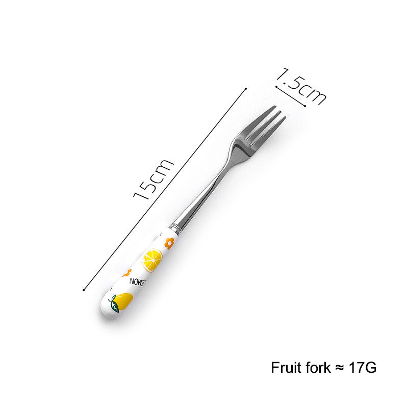 Creative Ceramic Handle Fruit Pattern SS Fork, Knife, Spoon, Chopsticks, Steak Flatware Set Creative Ceramic Handle Fruit Pattern SS Fork, Knife, Spoon, Chopsticks, Steak Flatware Set