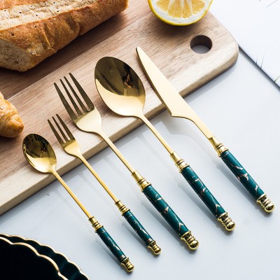 Marble Handle Flatware Set Stainless Steel Dinning Set Steak Fork, Spoon, Knife Marble Handle Flatware Set Stainless Steel Dinning Set Steak Fork, Spoon, Knife