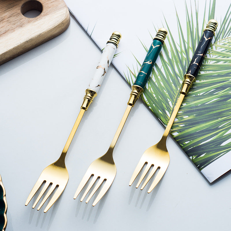 Marble Handle Flatware Set Stainless Steel Dinning Set Steak Fork, Spoon, Knife Marble Handle Flatware Set Stainless Steel Dinning Set Steak Fork, Spoon, Knife