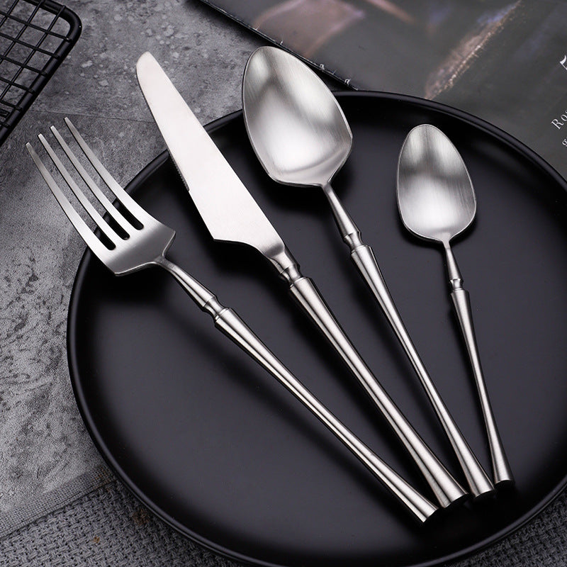 Matte 304 Stainless Steel Knife, Fork, Spoon Cutlery Set, High-quality Steak Flatware Set Matte 304 Stainless Steel Knife, Fork, Spoon Cutlery Set, High-quality Steak Flatware Set