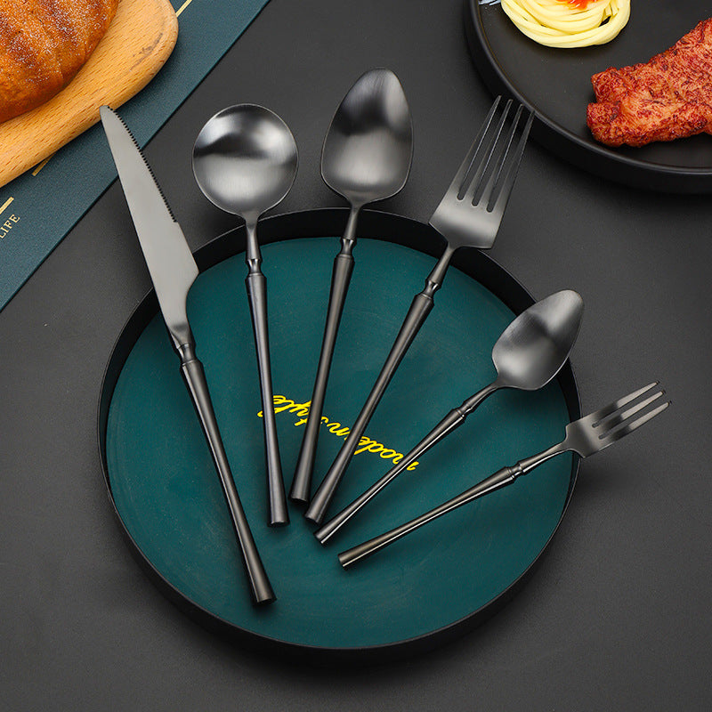 Matte 304 Stainless Steel Knife, Fork, Spoon Cutlery Set, High-quality Steak Flatware Set Matte 304 Stainless Steel Knife, Fork, Spoon Cutlery Set, High-quality Steak Flatware Set