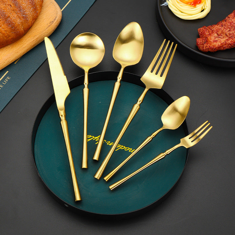 Matte 304 Stainless Steel Knife, Fork, Spoon Cutlery Set, High-quality Steak Flatware Set Matte 304 Stainless Steel Knife, Fork, Spoon Cutlery Set, High-quality Steak Flatware Set