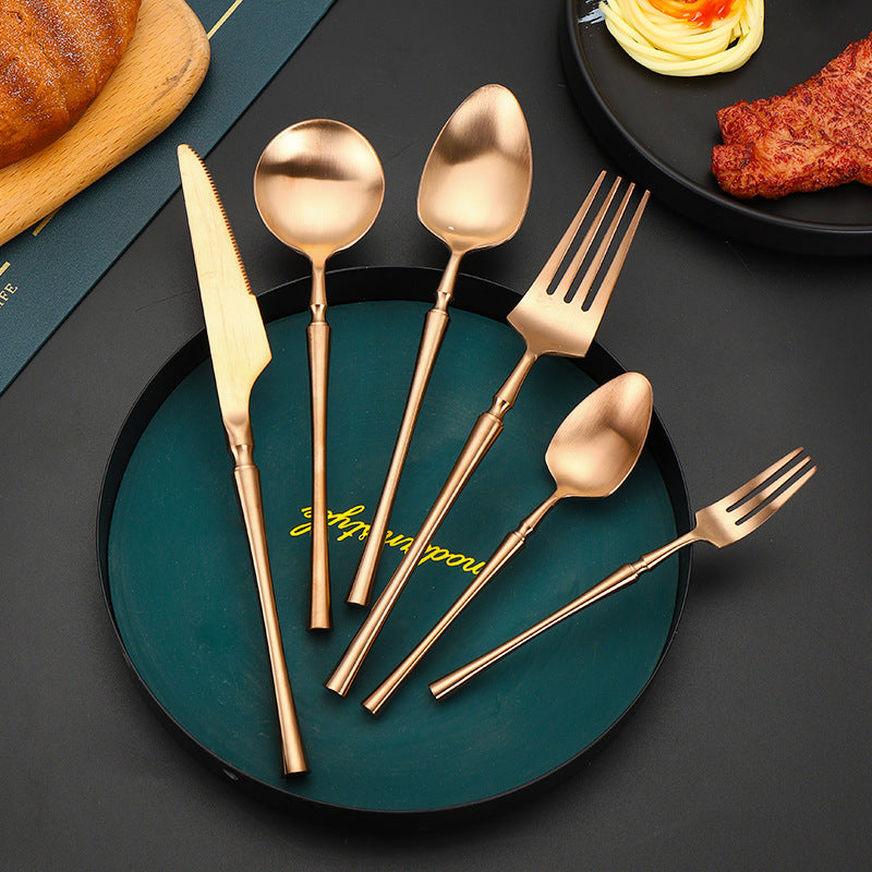 Matte 304 Stainless Steel Knife, Fork, Spoon Cutlery Set, High-quality Steak Flatware Set Matte 304 Stainless Steel Knife, Fork, Spoon Cutlery Set, High-quality Steak Flatware Set