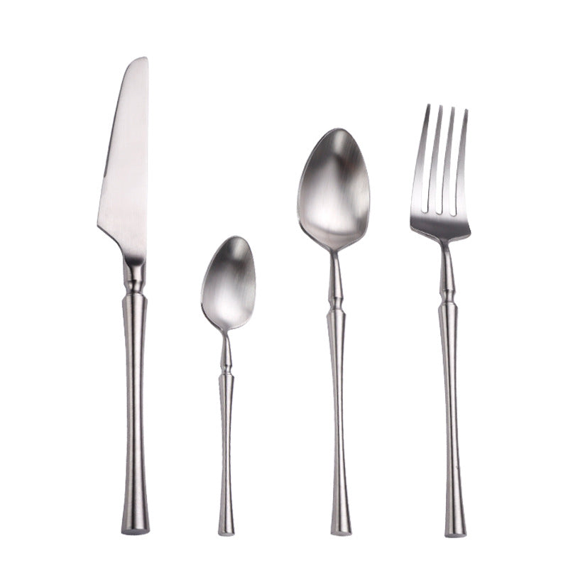 Matte 304 Stainless Steel Knife, Fork, Spoon Cutlery Set, High-quality Steak Flatware Set Matte 304 Stainless Steel Knife, Fork, Spoon Cutlery Set, High-quality Steak Flatware Set