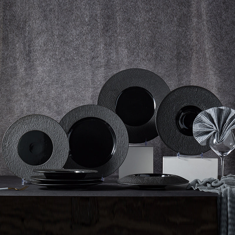 Mocaa Stone Series Black Dinner Plates Ceramic Dinnerware Plates