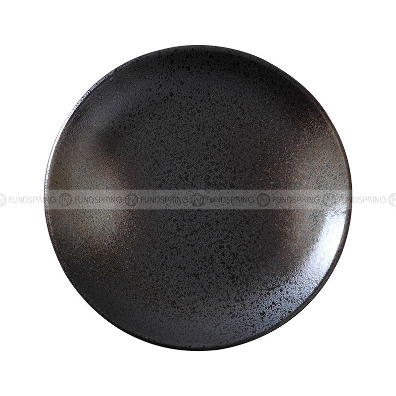Ceramic Dinner Plate Black Dinner Plate Round Steak Plate 8" and 10" Set of 2 Ceramic Dinner Plate Black Dinner Plate Round Steak Plate 8" and 10" Set of 2