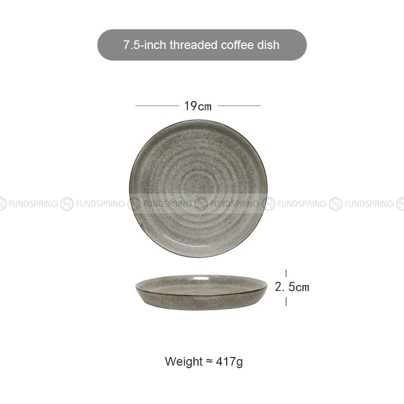 Threaded Elegance Ceramic Dinner Plate Set in Vintage Khaki - 7.5" and 10.5" Threaded Elegance Ceramic Dinner Plate Set in Vintage Khaki - 7.5" and 10.5"