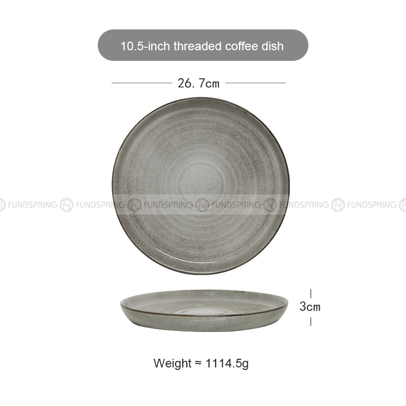 Threaded Elegance Ceramic Dinner Plate Set in Vintage Khaki - 7.5" and 10.5" Threaded Elegance Ceramic Dinner Plate Set in Vintage Khaki - 7.5" and 10.5"