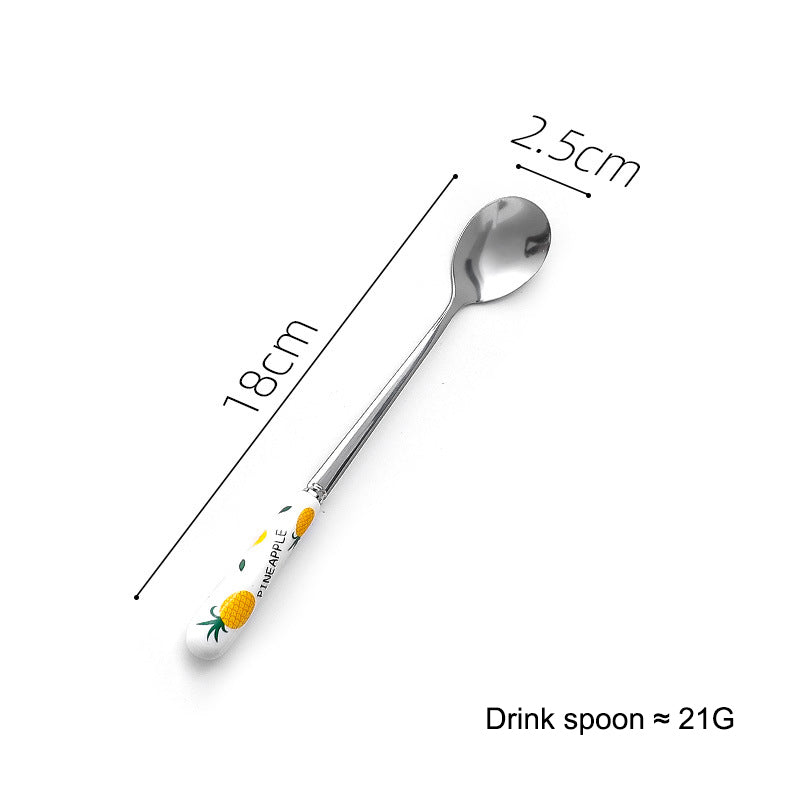 Creative Ceramic Handle Fruit Pattern SS Fork, Knife, Spoon, Chopsticks, Steak Flatware Set Creative Ceramic Handle Fruit Pattern SS Fork, Knife, Spoon, Chopsticks, Steak Flatware Set