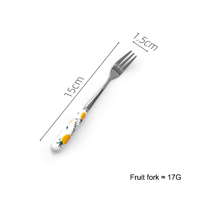 Creative Ceramic Handle Fruit Pattern SS Fork, Knife, Spoon, Chopsticks, Steak Flatware Set Creative Ceramic Handle Fruit Pattern SS Fork, Knife, Spoon, Chopsticks, Steak Flatware Set