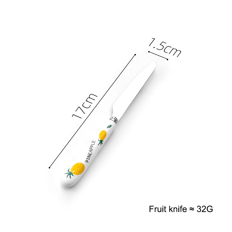 Creative Ceramic Handle Fruit Pattern SS Fork, Knife, Spoon, Chopsticks, Steak Flatware Set Creative Ceramic Handle Fruit Pattern SS Fork, Knife, Spoon, Chopsticks, Steak Flatware Set
