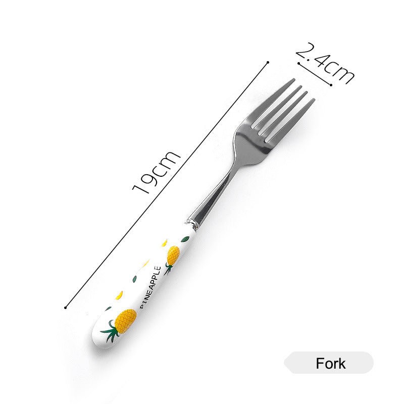 Creative Ceramic Handle Fruit Pattern SS Fork, Knife, Spoon, Chopsticks, Steak Flatware Set Creative Ceramic Handle Fruit Pattern SS Fork, Knife, Spoon, Chopsticks, Steak Flatware Set