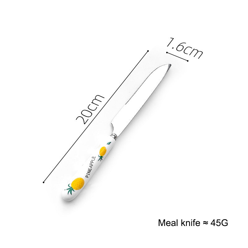Creative Ceramic Handle Fruit Pattern SS Fork, Knife, Spoon, Chopsticks, Steak Flatware Set Creative Ceramic Handle Fruit Pattern SS Fork, Knife, Spoon, Chopsticks, Steak Flatware Set