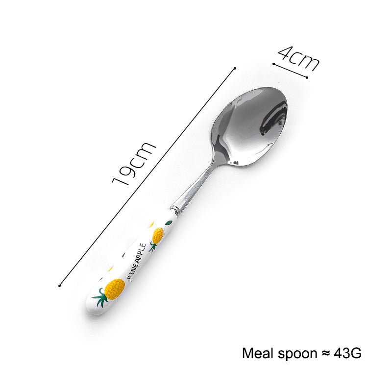 Creative Ceramic Handle Fruit Pattern SS Fork, Knife, Spoon, Chopsticks, Steak Flatware Set Creative Ceramic Handle Fruit Pattern SS Fork, Knife, Spoon, Chopsticks, Steak Flatware Set