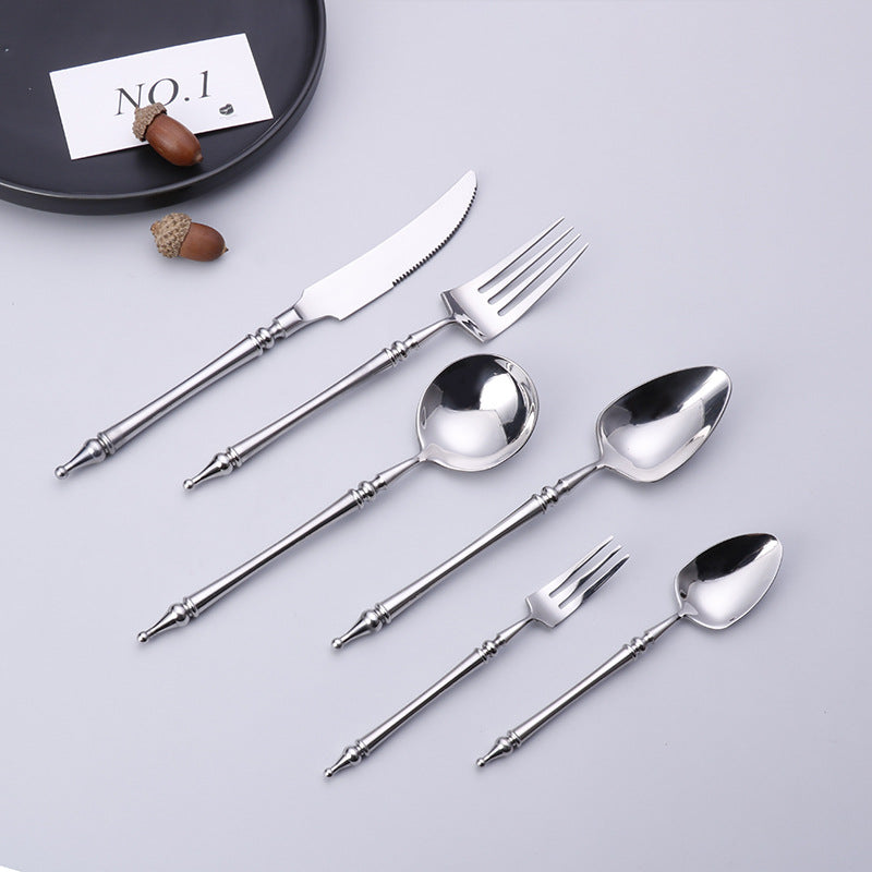 304 Stainless Steel Cutlery Set Steak Fork, Knife, Spoon, Ceramic column handle Retro Euro Design Flatware 304 Stainless Steel Cutlery Set Steak Fork, Knife, Spoon, Ceramic column handle Retro Euro Design Flatware