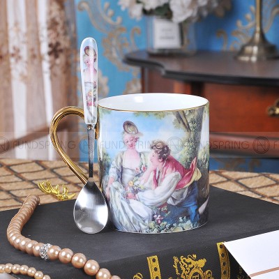 European Bone China Mug Set - Creative Ceramic Coffee Cup with Spoon European Bone China Mug Set - Creative Ceramic Coffee Cup with Spoon