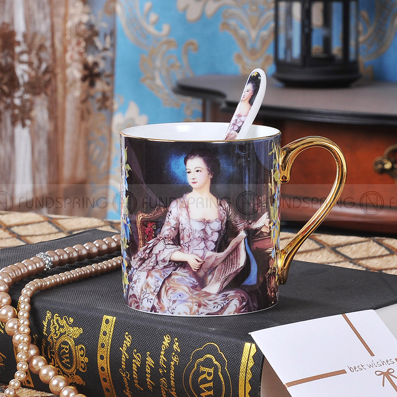 European Bone China Mug Set - Creative Ceramic Coffee Cup with Spoon European Bone China Mug Set - Creative Ceramic Coffee Cup with Spoon