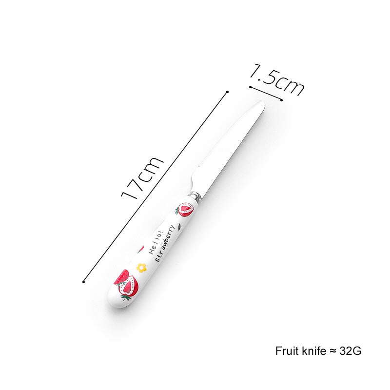 Creative Fruit Pattern Stainless Steel Fork, Knife, Spoon, Chopsticks, Steak Flatware Set Creative Fruit Pattern Stainless Steel Fork, Knife, Spoon, Chopsticks, Steak Flatware Set