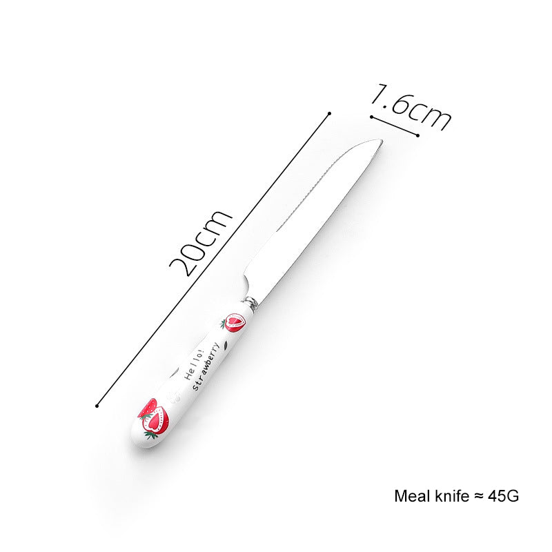 Creative Fruit Pattern Stainless Steel Fork, Knife, Spoon, Chopsticks, Steak Flatware Set Creative Fruit Pattern Stainless Steel Fork, Knife, Spoon, Chopsticks, Steak Flatware Set