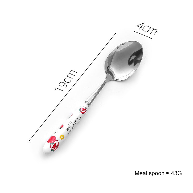 Creative Fruit Pattern Stainless Steel Fork, Knife, Spoon, Chopsticks, Steak Flatware Set Creative Fruit Pattern Stainless Steel Fork, Knife, Spoon, Chopsticks, Steak Flatware Set