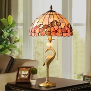 Tiffany Table Lamp Lamp with Shell Lamp Shade and Copper Crane Lamp Holder Tiffany Table Lamp Lamp with Shell Lamp Shade and Copper Crane Lamp Holder