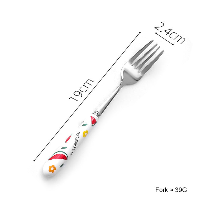 Creative Fruit Pattern Stainless Steel Fork, Knife, Spoon, Chopsticks, Steak Flatware Set Creative Fruit Pattern Stainless Steel Fork, Knife, Spoon, Chopsticks, Steak Flatware Set