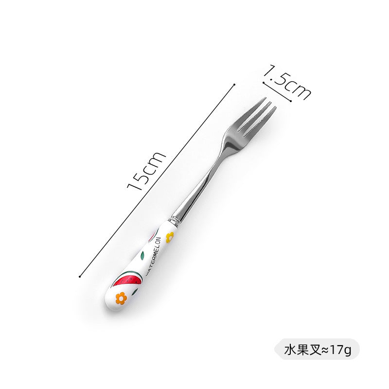 Creative Fruit Pattern Stainless Steel Fork, Knife, Spoon, Chopsticks, Steak Flatware Set Creative Fruit Pattern Stainless Steel Fork, Knife, Spoon, Chopsticks, Steak Flatware Set