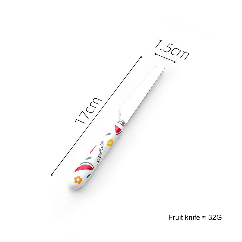 Creative Fruit Pattern Stainless Steel Fork, Knife, Spoon, Chopsticks, Steak Flatware Set Creative Fruit Pattern Stainless Steel Fork, Knife, Spoon, Chopsticks, Steak Flatware Set