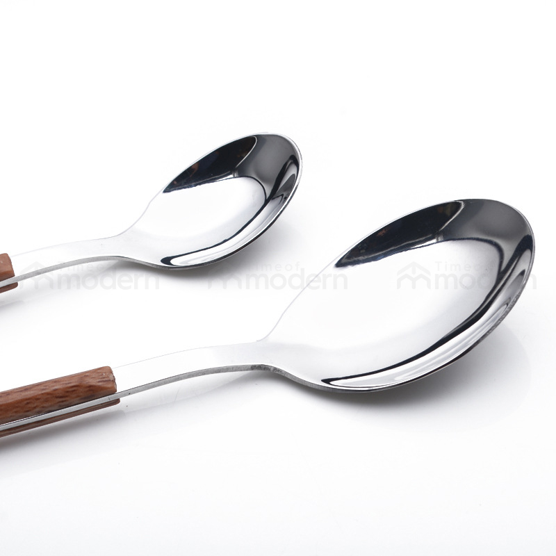 Stainless Steel Silver Gold Fork, Spoon, Knife Flatware Set of 5 Imitation Wood Handle (16).jpg