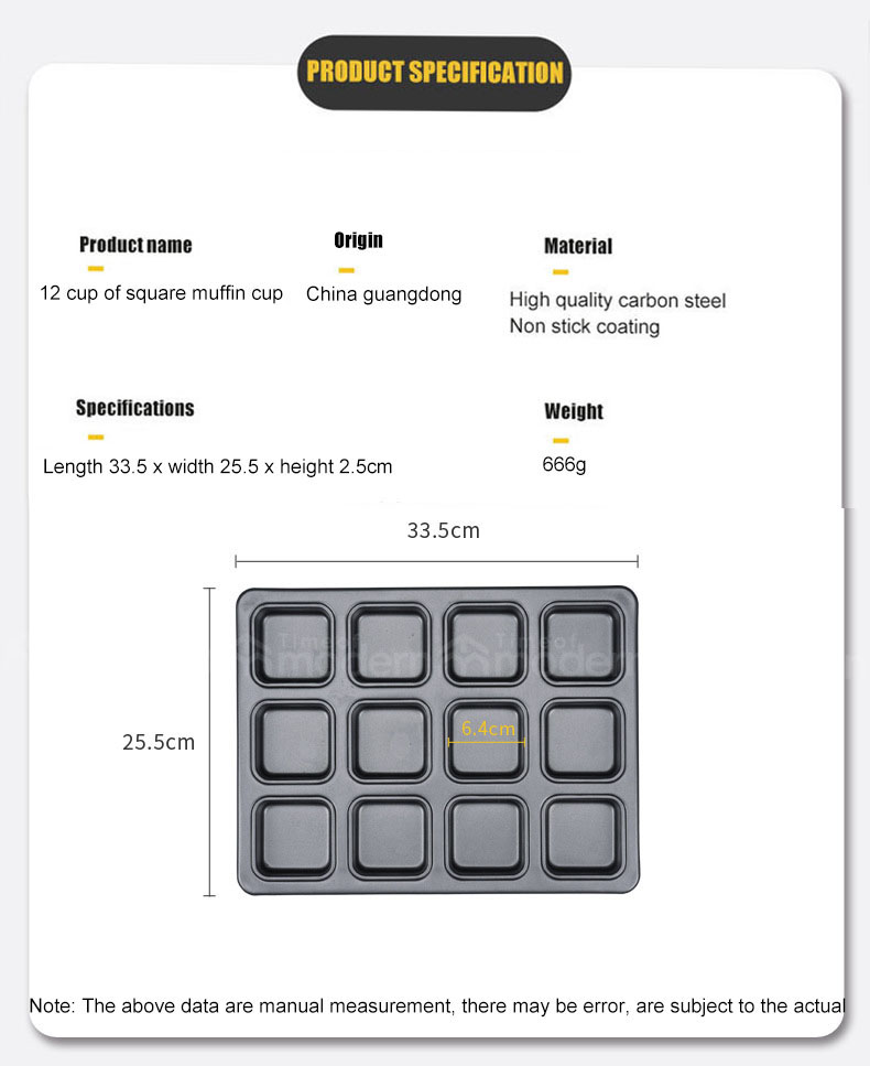 12 Cups Non-stick Baking Pan Square Cupcake Pan  (4).jpg